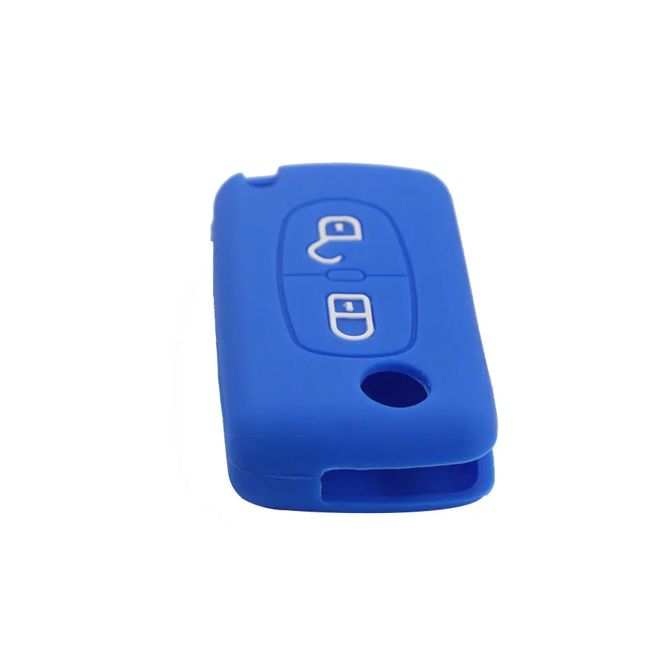 Flip Fob pieghevole a distanza in silicone portachiavi per Peugeot 306 407 807 Partner Citroen C2 C3 C4 C6 Berlingo telecomando Fob caso 2 pulsante