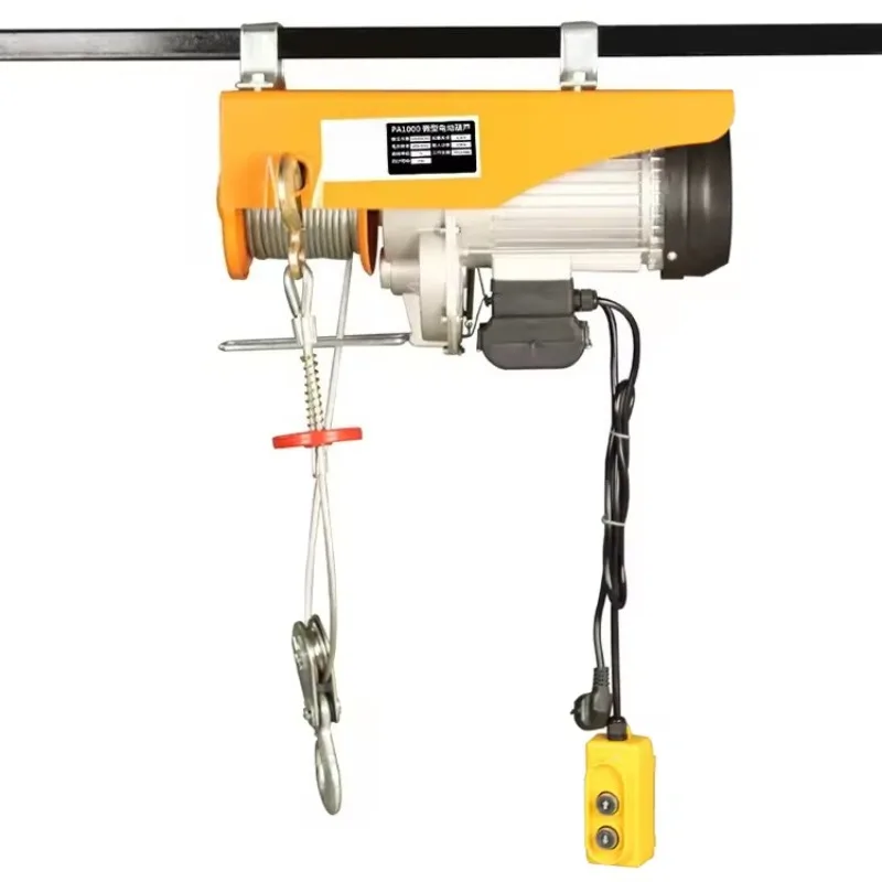 1T Electric Hoist 220V Mini Winch Wireless Remote Control Lifting Machine For Home Use Construction Building