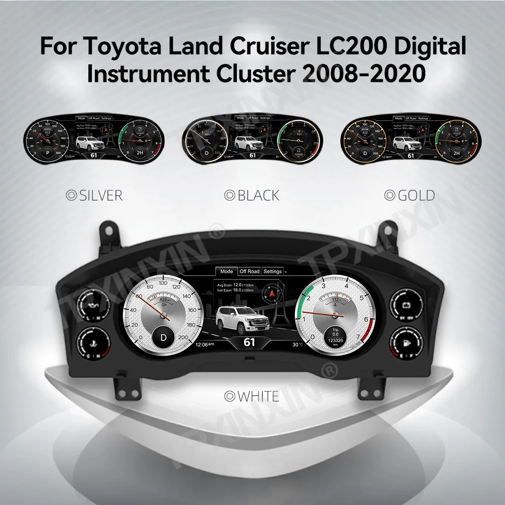 

12.3 Inch LCD Digital Cluster Update For Toyota Land Cruiser LC200 2008-2020 Instrument Speedometer Odometer Dashboard Display