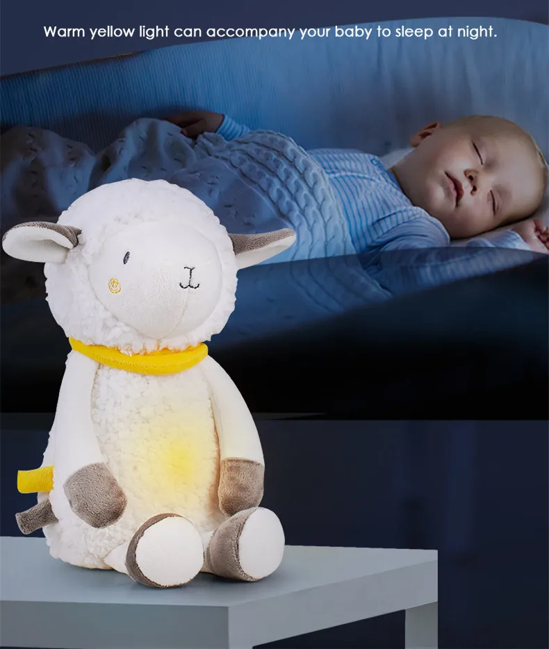 [Funny] Yeanling doll LED Light and music lamb Soothing Doll baby Toys Sleeping doll plush toddler toys birthday gift for kids