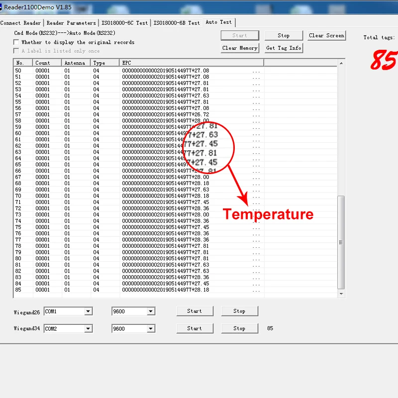 Etichetta RFID UHF da 10 pezzi Etichetta adesiva per temperatura Etichetta RFID per temperatura passiva a lungo raggio per la gestione della temperatura della catena del freddo