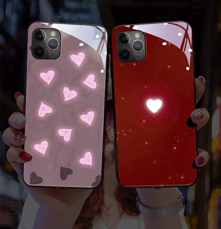 

Smart LED Light Glowing Luminous Tempered Glass Phone Cases For Huawei Mate 60 50 E Pro Plus P40 Nova 10 11 Honor 90 80 70 Cover