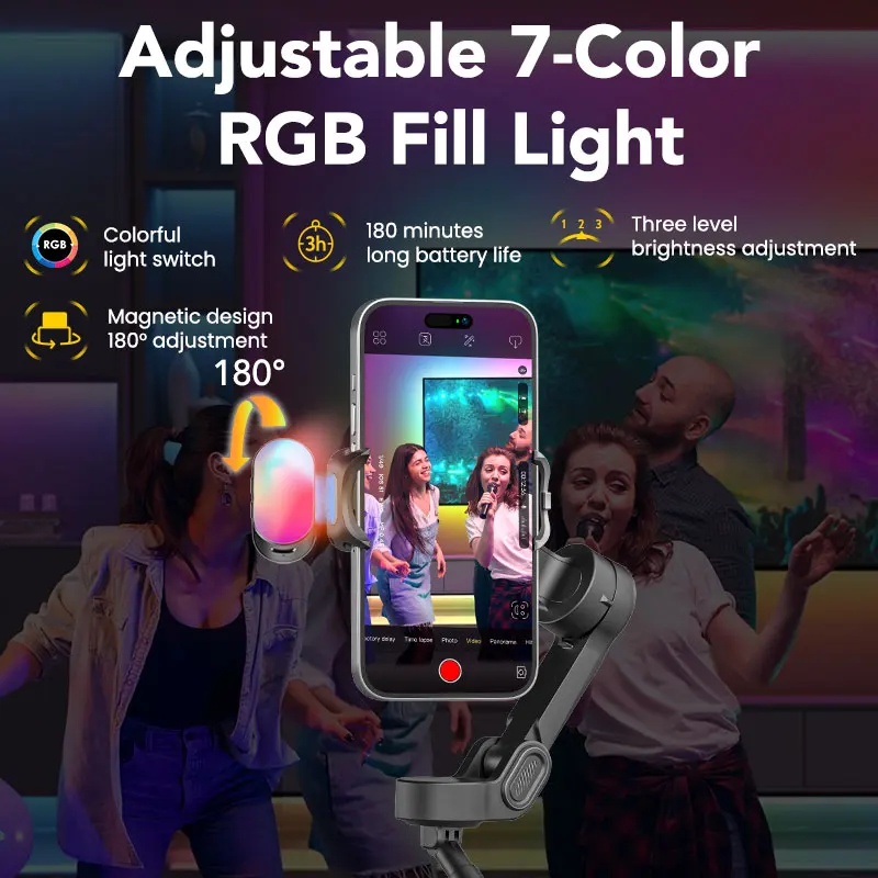 AOCHUAN Smart X2 Black Kit 3-Axis Handheld Gimbal Stabilizer Wite LED Display Built in extension rod For iphone And androidphone