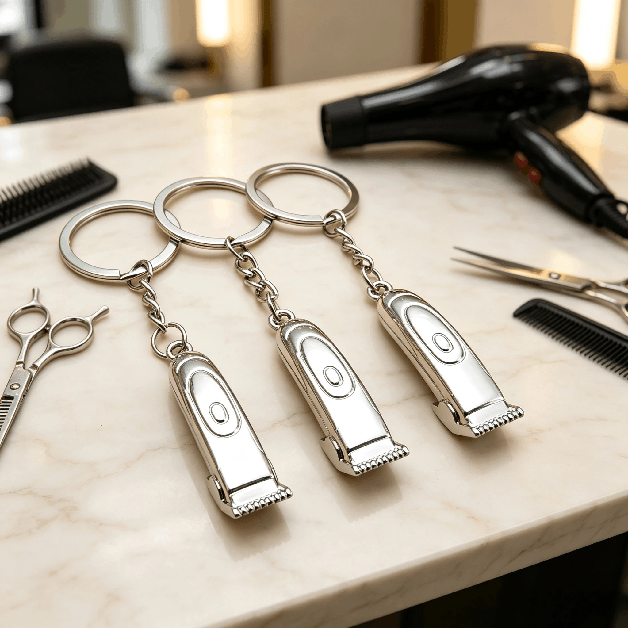 Barber Hair Dresser key chains Hair Clipper Keychain Shaver Keyring