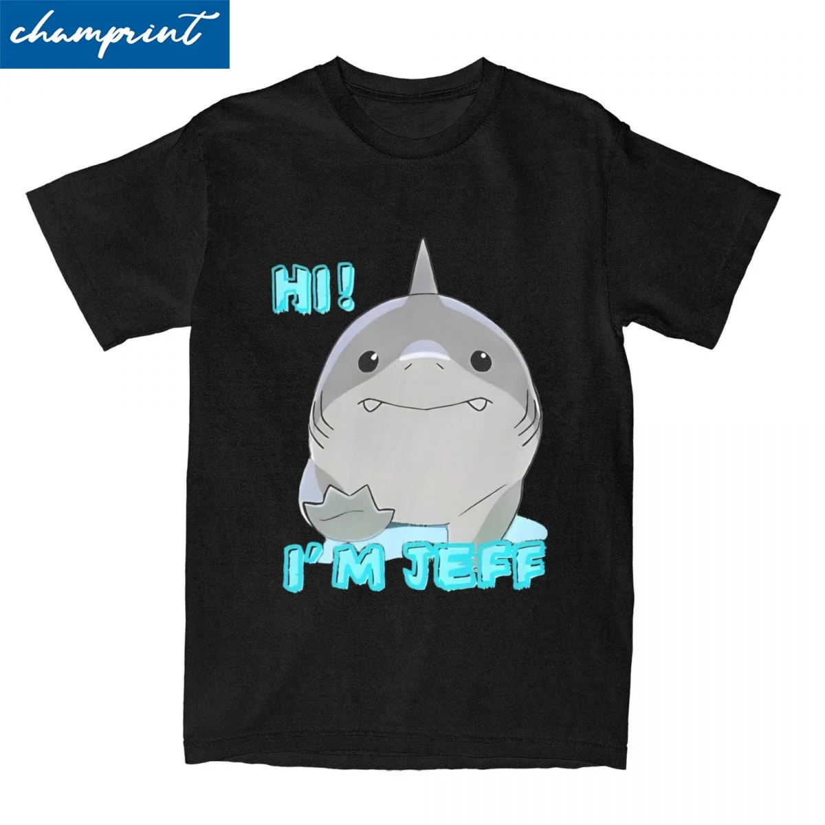 Jeff The Landshark T Shirt Men 100%Cotton Tops Shirts Funny Round Neck Short Sleeve