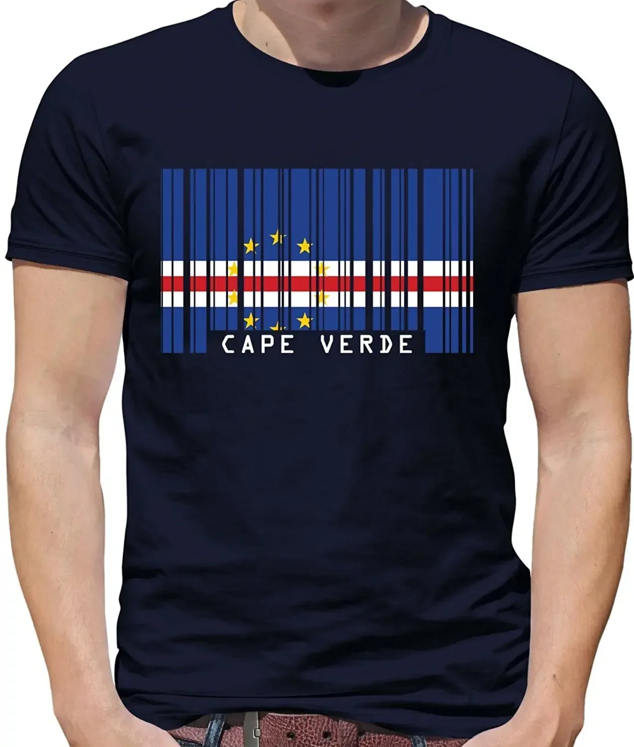 Mens T Shirts Fashion 2019 Cape Verde Barcode Style Flag - Mens Crewneck T-Shirt - 7 Colours T Shirt Short Sleeve