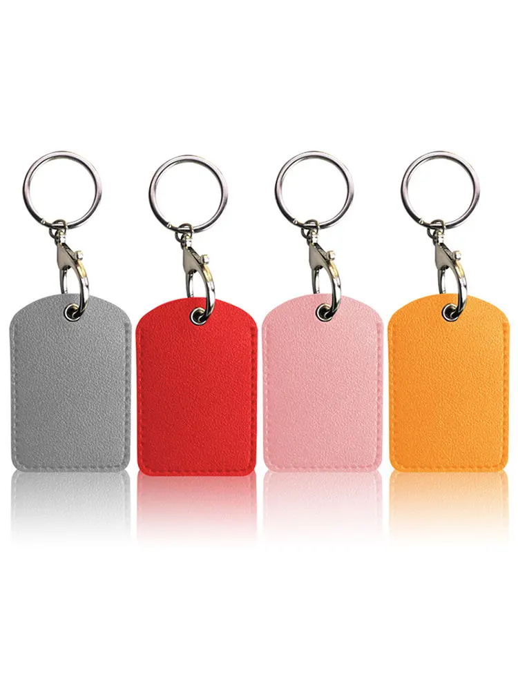 SW 1pc new PU Leather Keychain Protective Case Door Lock Access Control Tags Card Bag Key Tag Ring