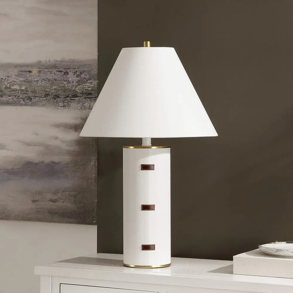 27-inch LED Table Lamp - White/Brown/Brass Gold for Bedroom, Living Room, Home Office, Desk, Nightstand view 4
