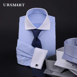 men's french cuff business shirt slim British classic Windsor collar men's office shirts