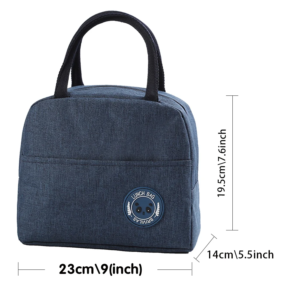 Lunch Bags Women Food Insulated Cooler Canvas Tote Bag Travel Camping Thermal Lunch Box Text Letter Print Zipper Storage Handbag