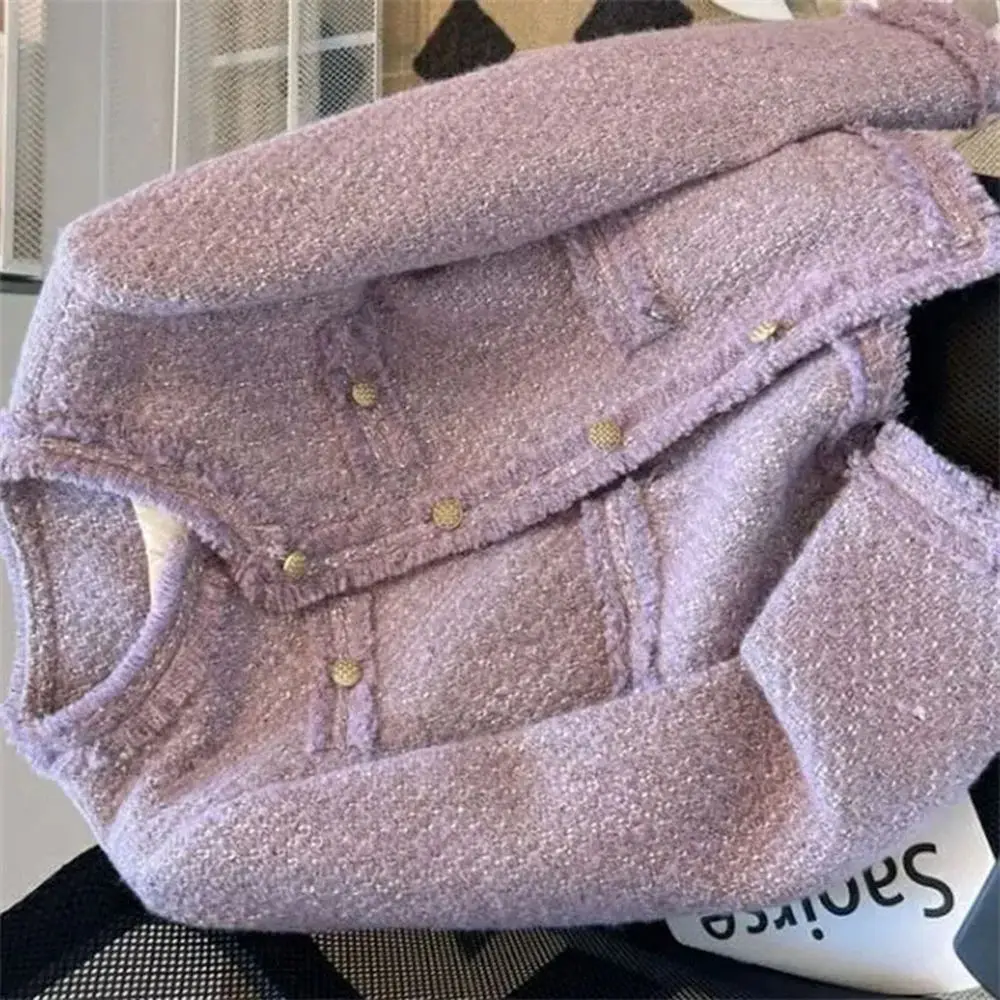 

Женское короткое пальто высокого качества с небольшим ароматом, женское новое весенне-осеннее модное повседневное элегантное женское пальто с длинными рукавами, верхняя одежда