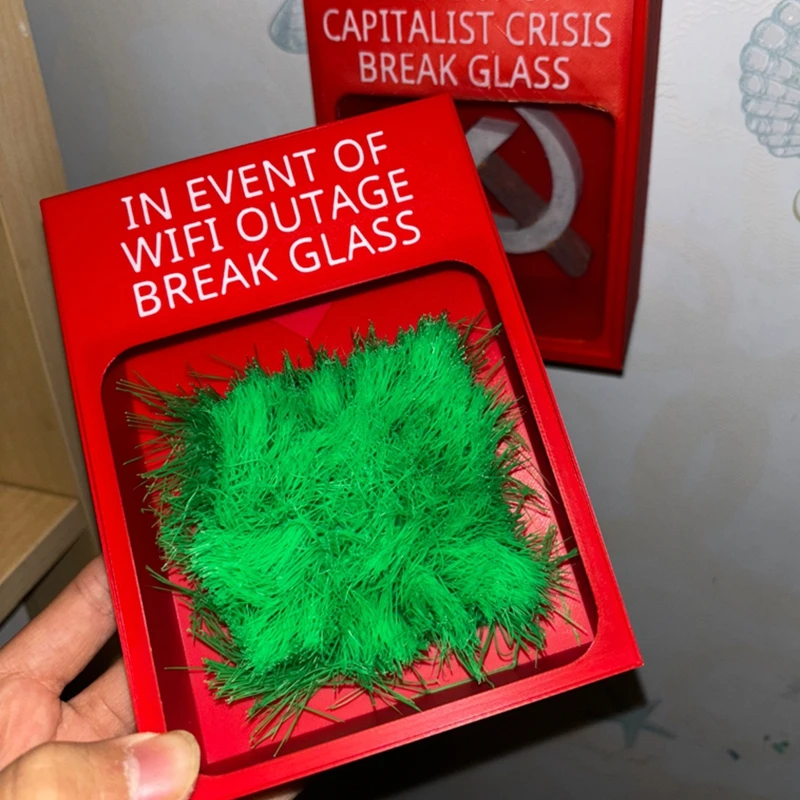 Funny Touch Grass Emergency Box - Break Glass When Wifi Outage Capitalist Crisis Meme Decor Prank Gift For Gamers