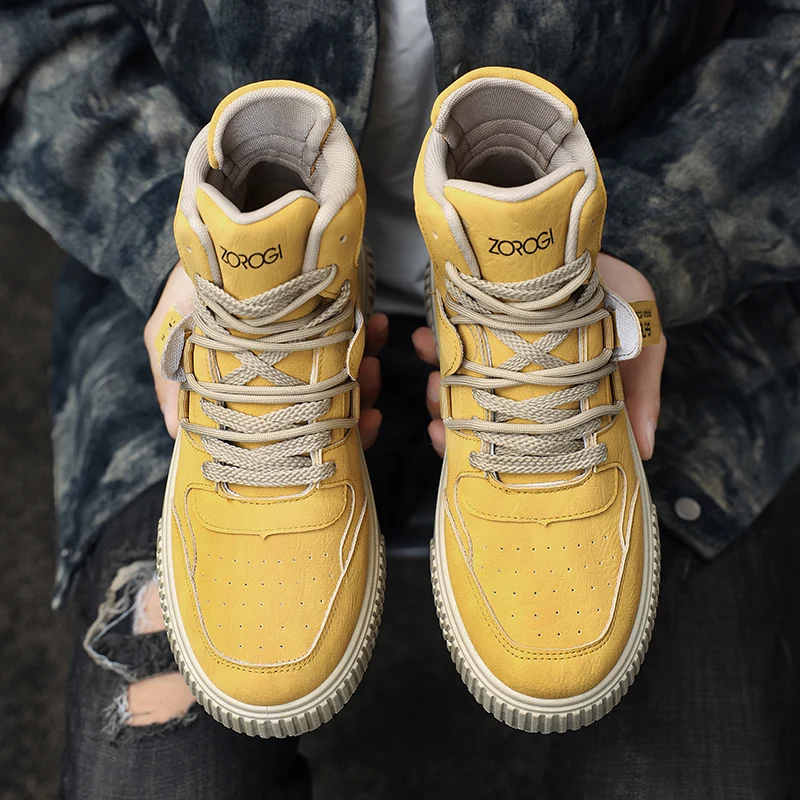 

Зимняя высокая мужская обувь, спортивная рабочая повседневная кожаная обувь, рабочая одежда в стиле ретро, универсальная, модная повседневная спортивная обувь