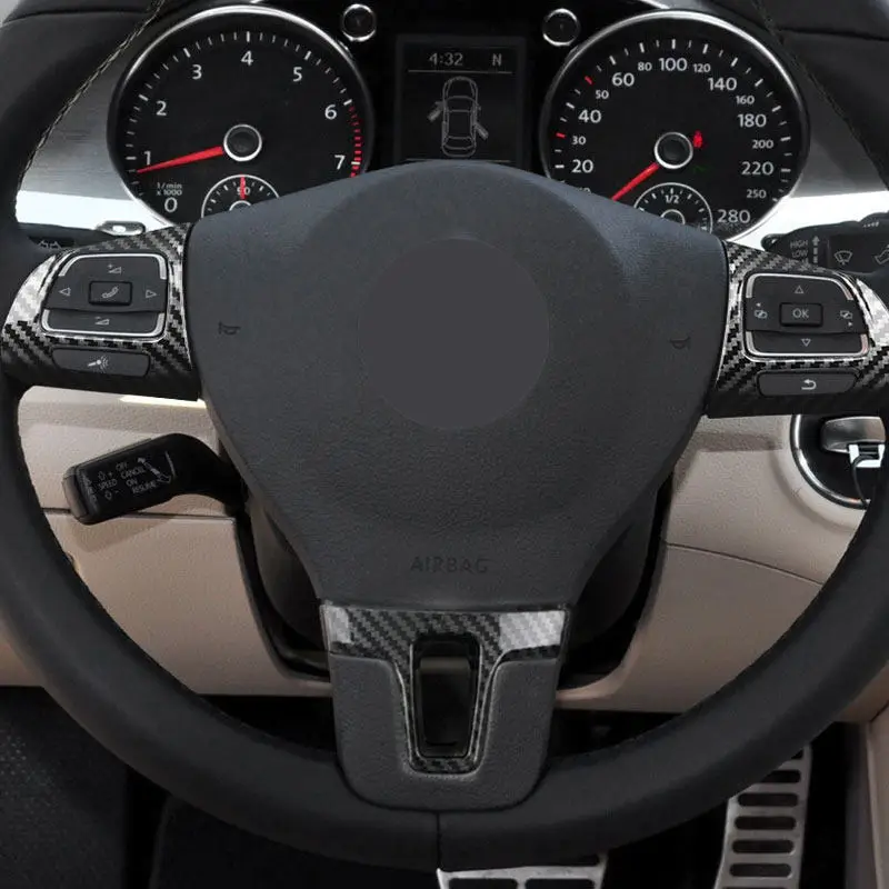 For VW Golf MK6 2009-2013 Passat B7 CC Eos Tiguan 2011-2016 Jetta Touran Sharan Caddy 2012-2014 Car Steering Wheel Cover Trim view 2