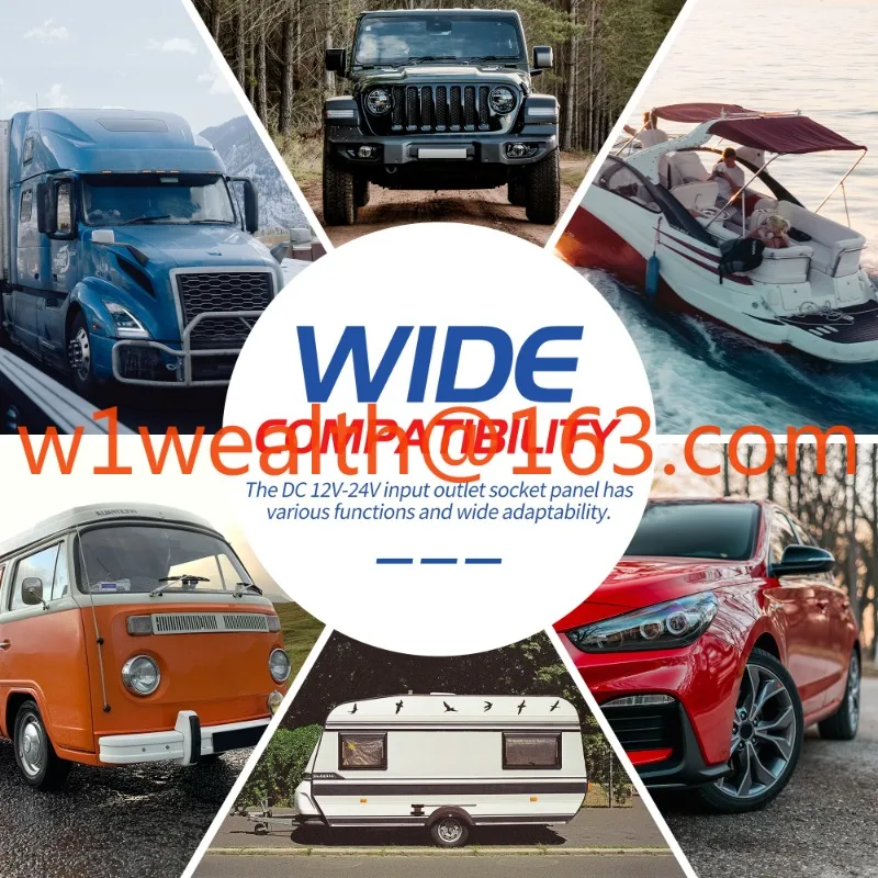 Interruptor basculante ON-OFF redondo de 5 entradas, 12V, 20A, Panel LED de punto azul, Panel de Control multifuncional impermeable de aluminio negro