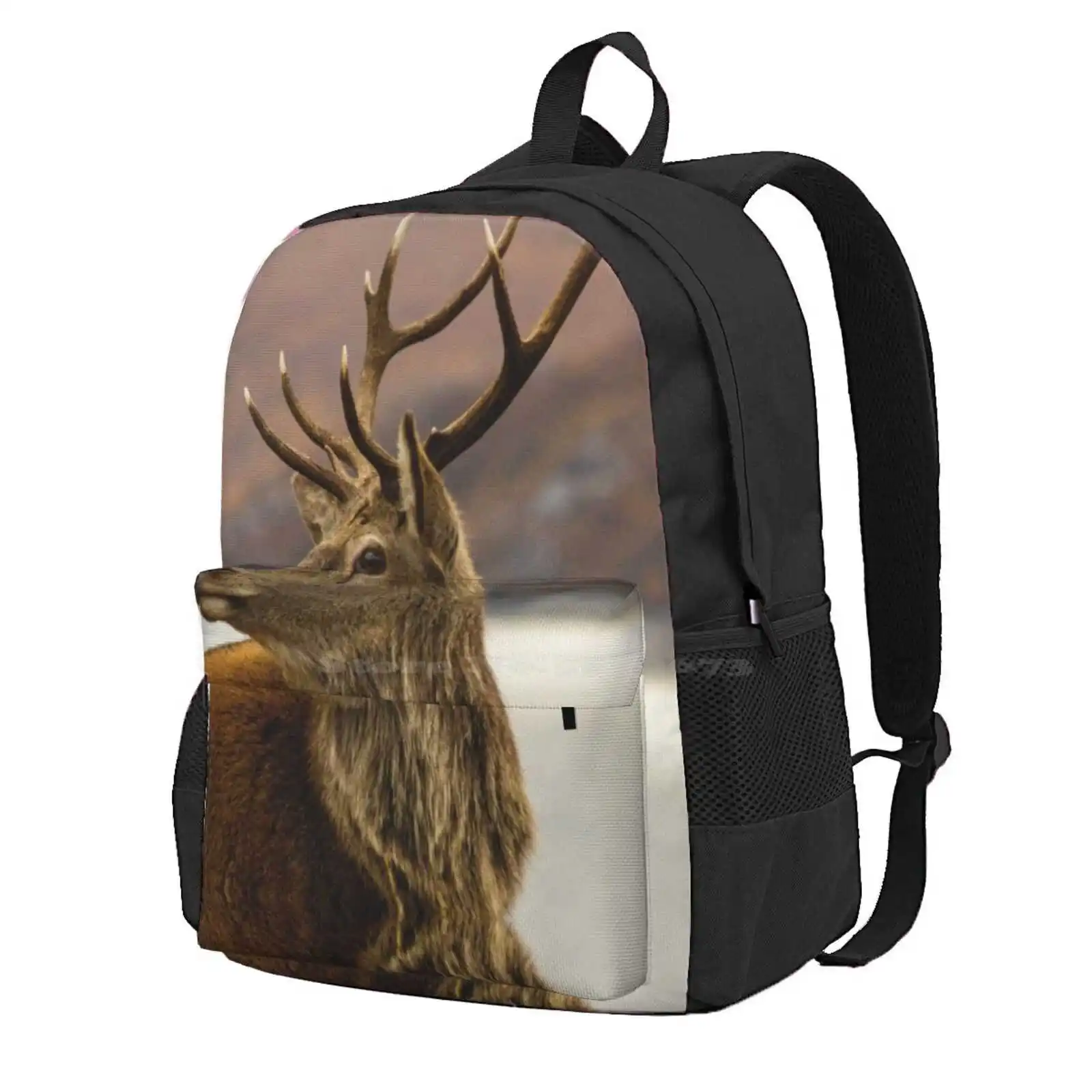 

Autumnal Stag Hot Sale Schoolbag Backpack Fashion Bags Red Deer Stag Antlers Forest Game Glen Garry Nature Wildlife Monarch Of