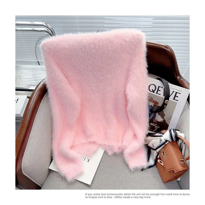 Nuevo estilo chino nacional viento borla hebilla suéter abrigo mujer Otoño Invierno imitación visón suave ceroso punto Cardigan abrigo fino