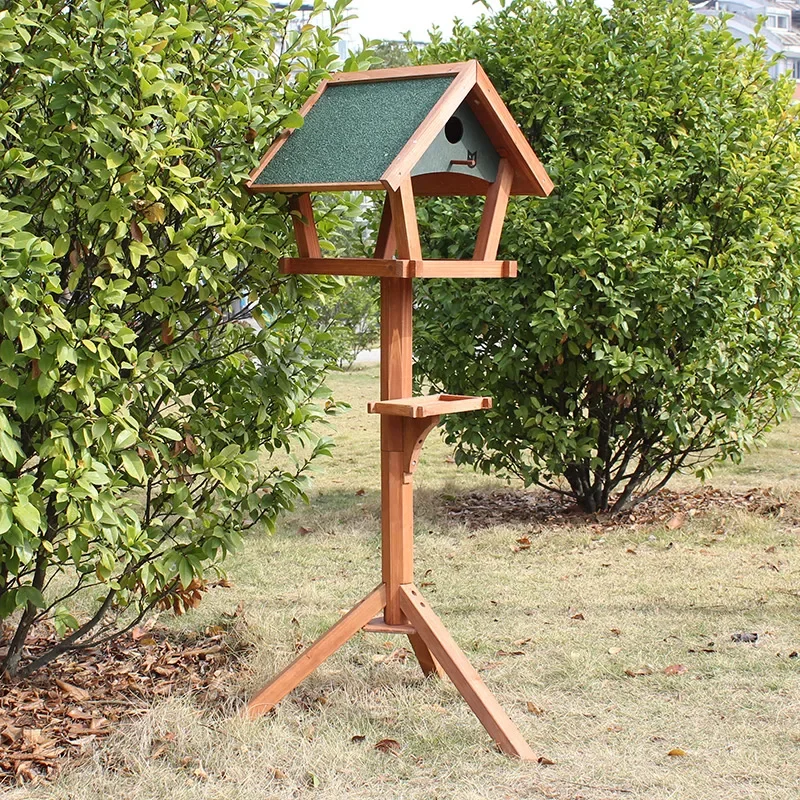 Outdoor solid wood bird feeder sparrow pigeon feeder food box bird cage bird nest balcony garden villa