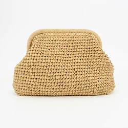 Handgemaakte Gehaakte Raffia Stro Clutch Bag Zomer Avond Party Pouch Gift Voor Vrouwen