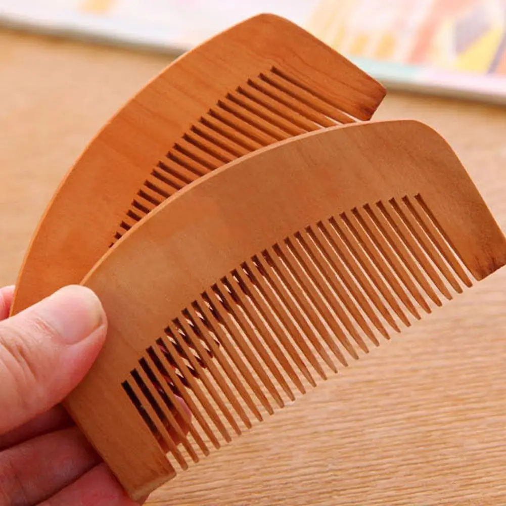 1 Pcs Natural Peach Wood Comb Close Teeth Anti-static Care Tools Hair Beauty Beard Accessories Wooden Massage Q3f4