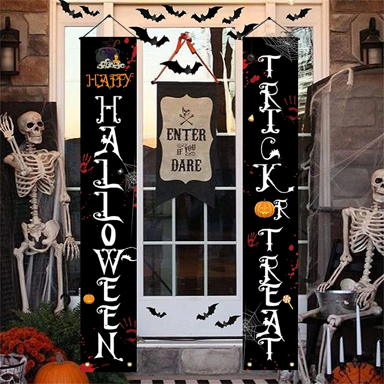 Halloween Couplet Sign Banner Halloween Decorations Outdoor Front Door Banners Outdoor Decor Front Door Decor Pumkin Decorating