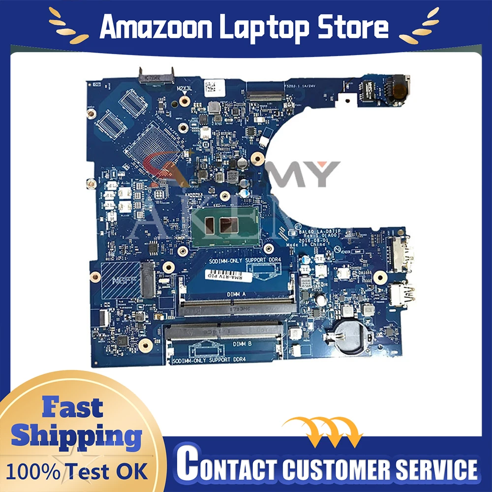 

Материнская плата для ноутбука Dell Inspiron 5566, LA-D871P BAL60 CN-0J922J J922J CN-02PX9P i3 i5 i7-7th Gen, материнская плата DDR4 5468