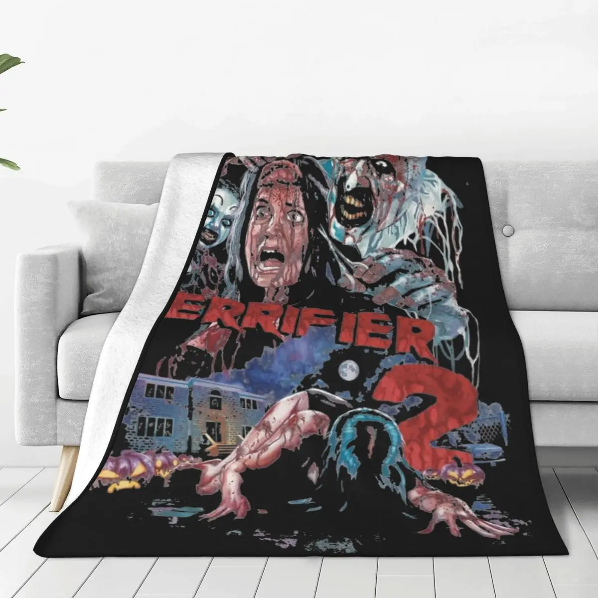 Terrifier 2 Movie Halloween Merchandise Blanket Velvet Bedding Horror Scary Throw Blankets Relax Soft for Car Bedspreads