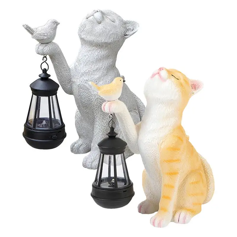 

Cat Statue With Solar Light Garden Art Cute Cat Waterproof Lawn Decor Statue Resin Cat Statues For Cat Lover Patio Home Yard