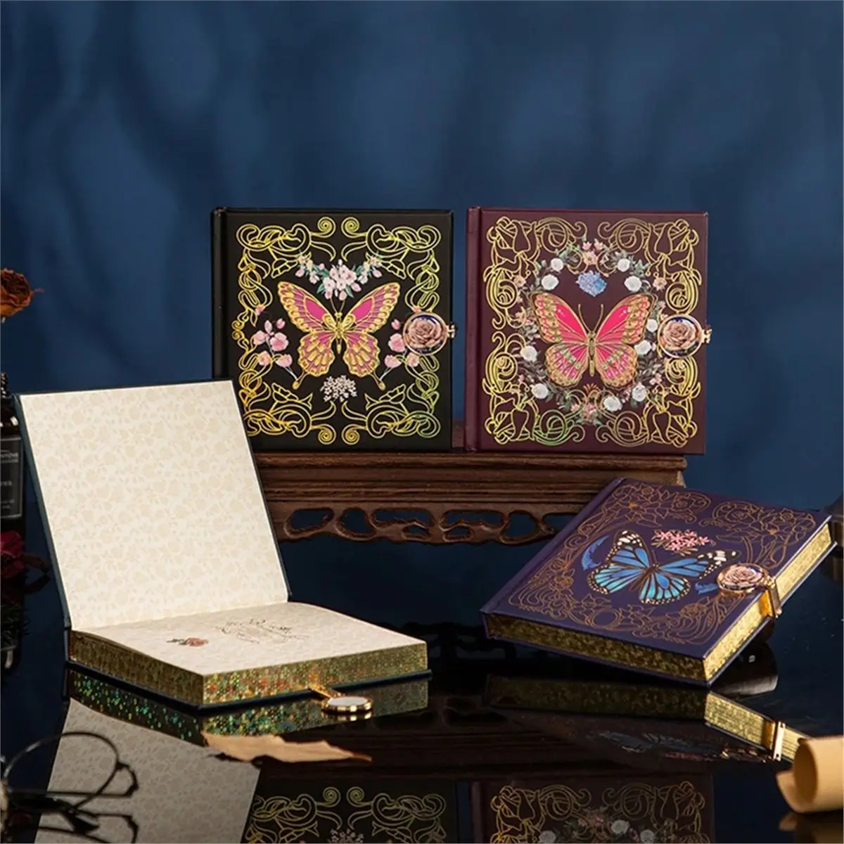 Gothic Fairy Tale Butterfly Hardcover Notebook, Magnetic Buckle, 128 Sheets D