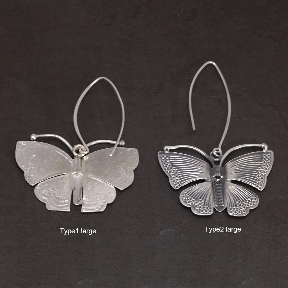 Pendientes de gota de mariposa grandes exagerados para mujer, Plata de Ley 100% 925 pura auténtica, Estilo Vintage hecho a mano