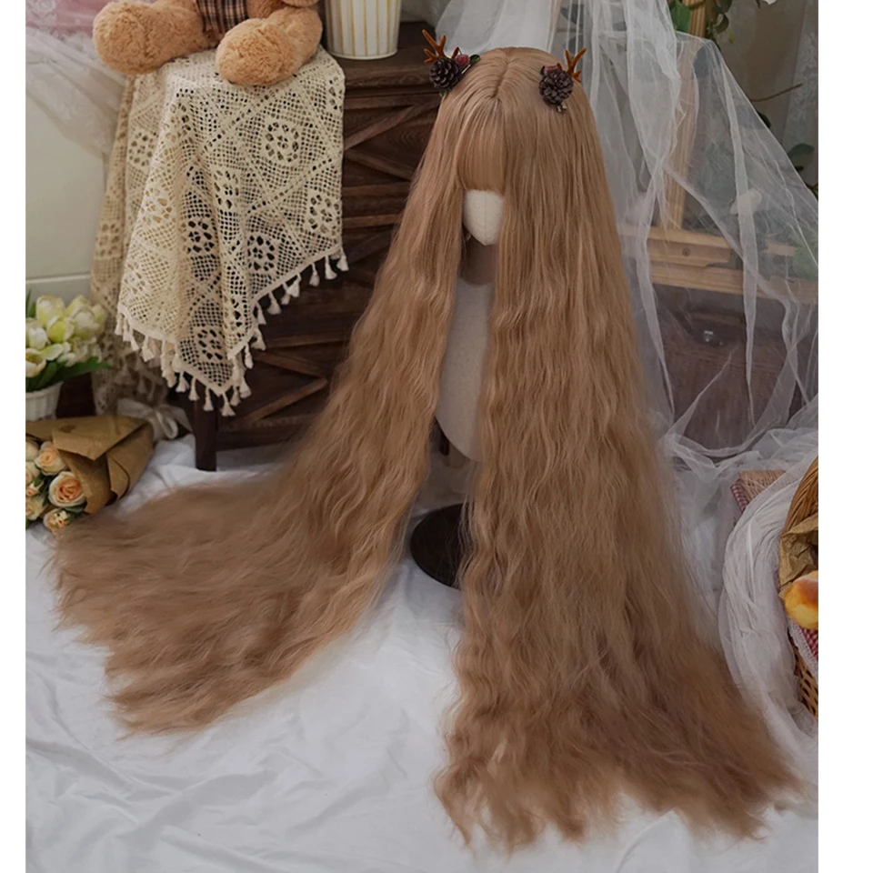 BUQI Synthetic 120cm long curly hair female bangs wig role play Lolita heat-resistant wig