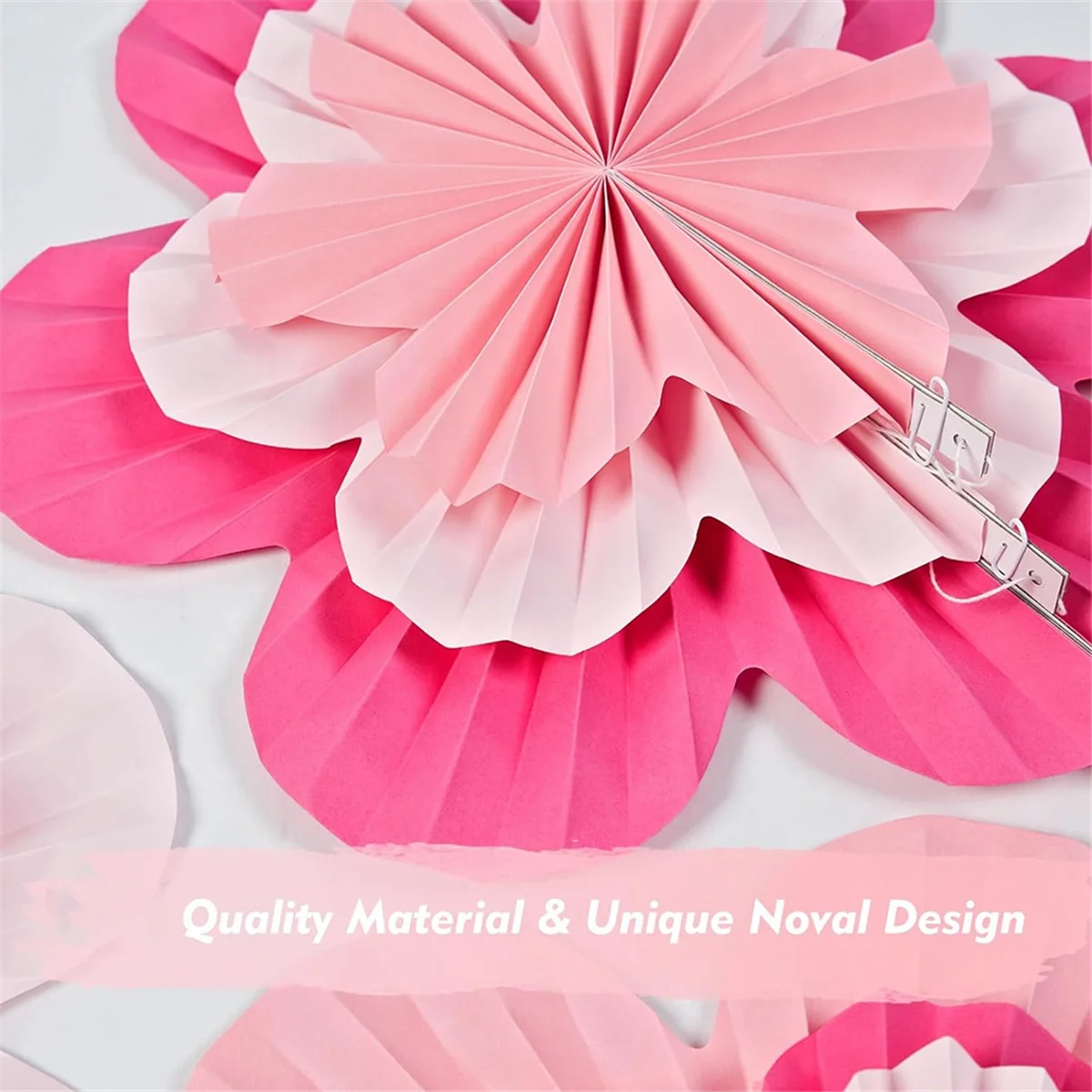 Pink Paper Fan Flower Set Party Decorations Paper Fans, Floral Pom Poms, and Garlands for Weddings, Birthdays