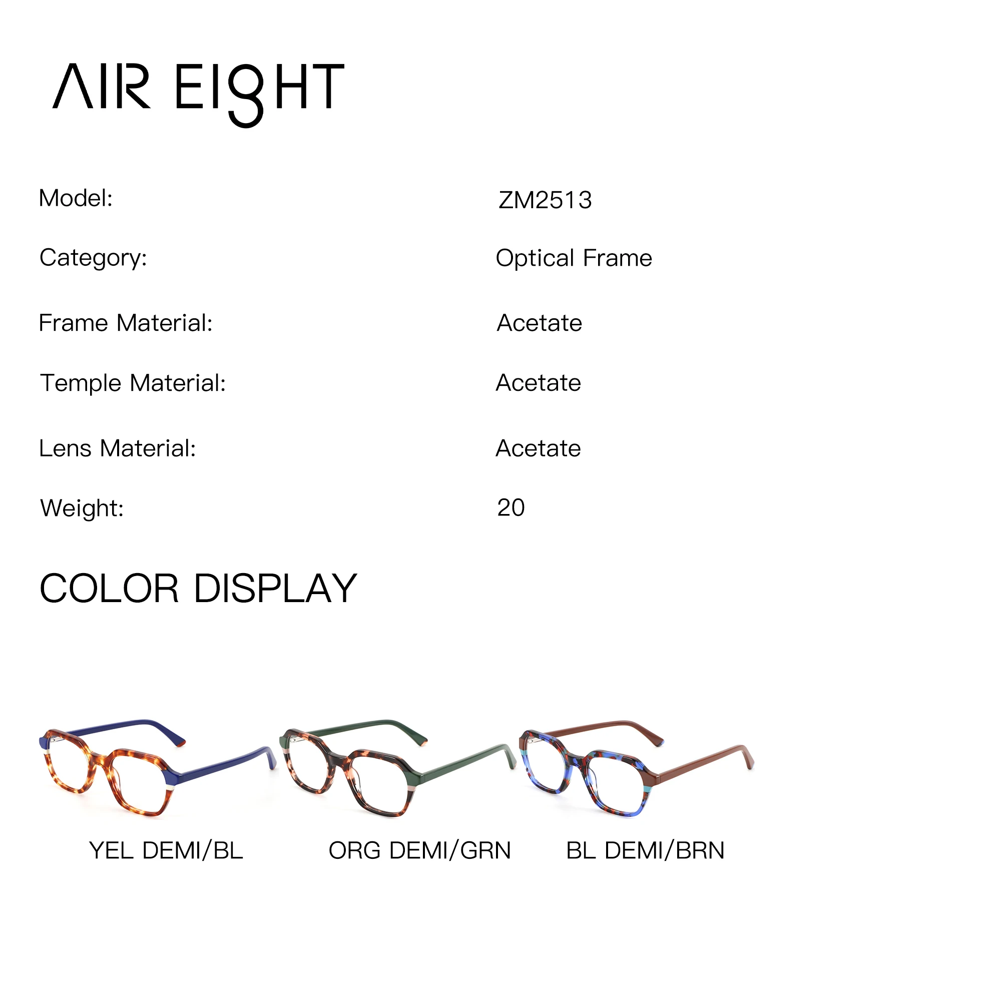 AIREIGHT (XXS Size) Modish Women Acetate Polygon Photochromic Lenses With Medical Prescription Myopia Eyeglasses