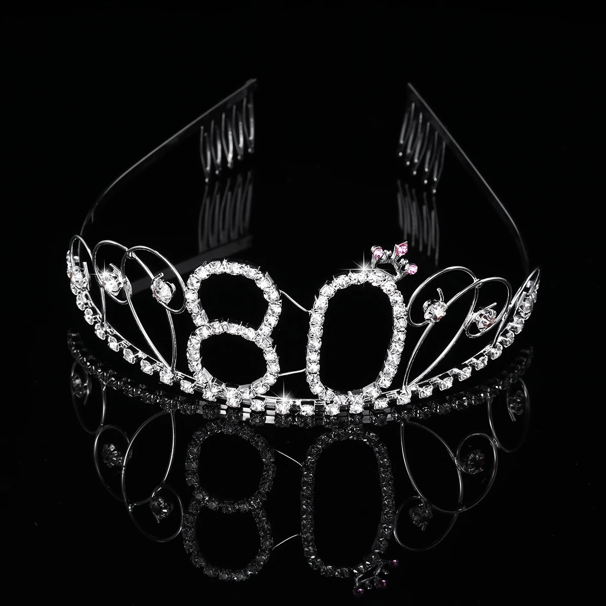 

Birthday Crown Hair Comb Tiara Queen Headband 80th Decorations Gifts Rhinestones Diamond Crystal Birthday Party Accessories