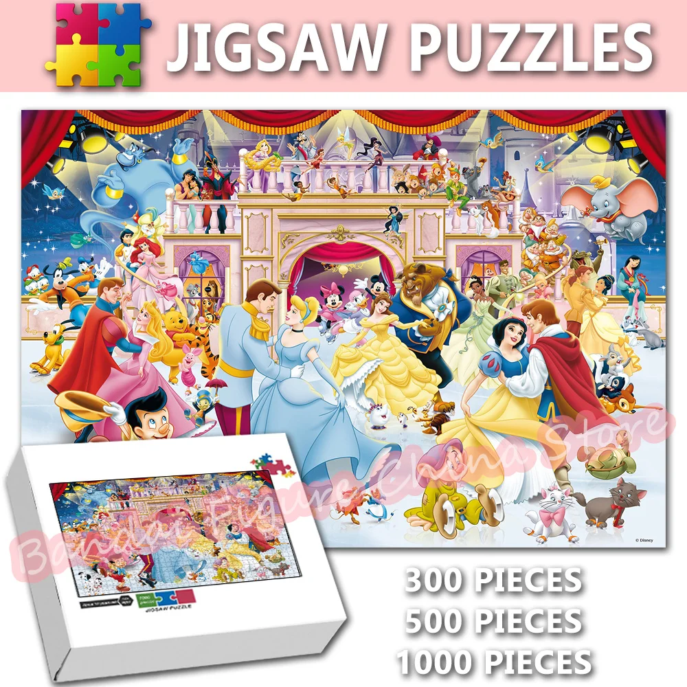 

Disney Holiday Print Puzzle Cinderella Snow White Dinsey Cartoon Mickey Mouse Jigsaw Puzzles for Kids Educational Toys Gifts