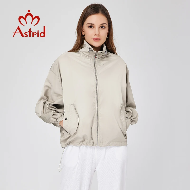 Astrid Women's Trench Coat Thin Windproof Casual Jacket Lapel Stowed Bag For Easy Carrying Special Design Female Windbreaker