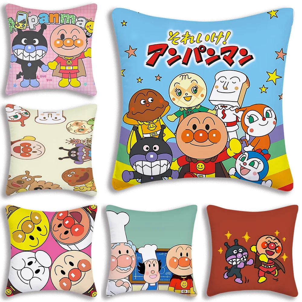 Pillow Covers Cartoon AnpanmanS Cute Sofa Decorative Home Double-sided Printing Short Plush Cute Cushion Cover