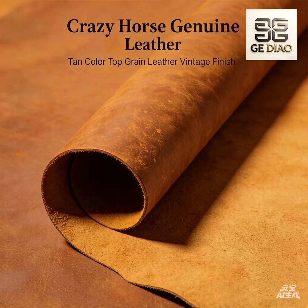 Retro Crazy Horse Leather Yellow Brown Head Layer Cowhide Oil Immersed Leather Handmade DIY 1.8-2.0mm Handmade Bag Shoe Belt