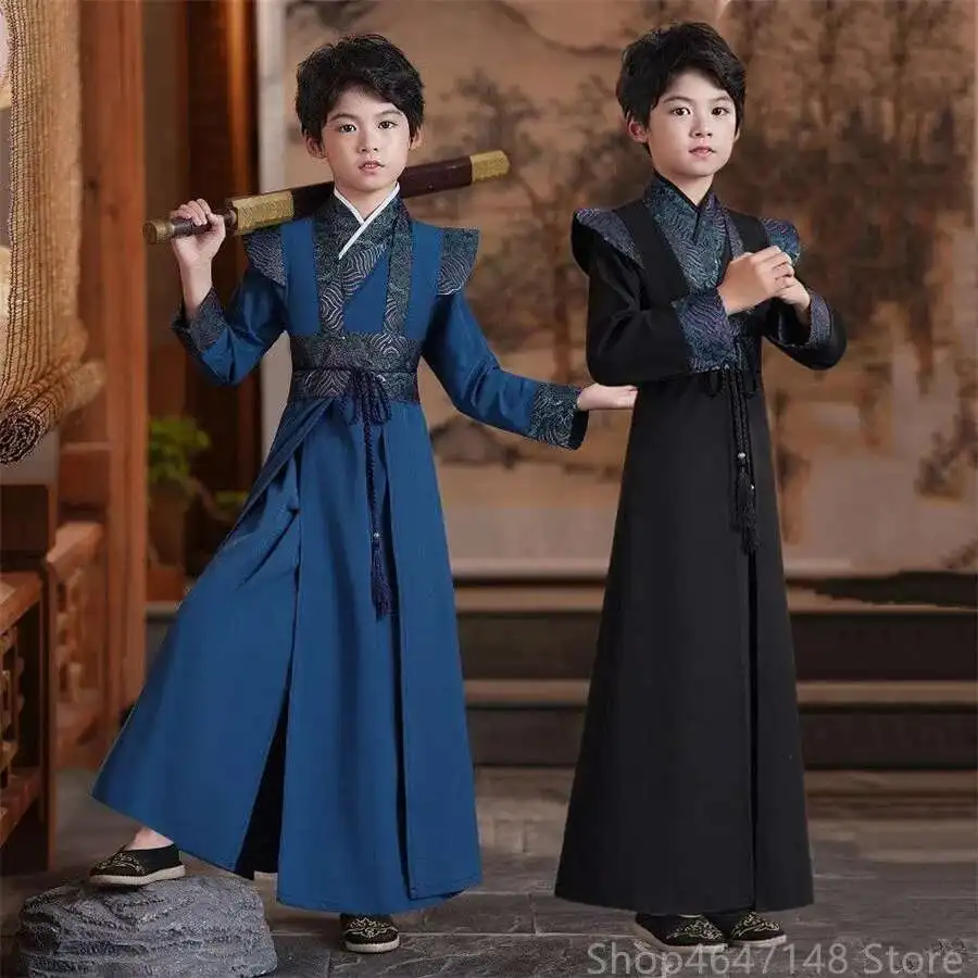 Costume traditionnel chinois Hanfu pour enfants, ensemble trois pièces pour garçons et filles, version améliorée originale, pour spectacle de conteurs de fées