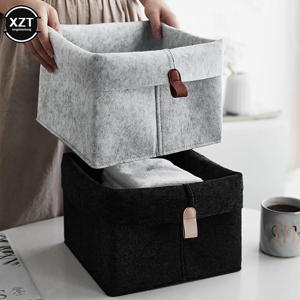 Nordic Felt Storage Basket Fashion Convenient Organizer Folding Hallway Entrance Key Small Storage Box Office Desk Home Supply