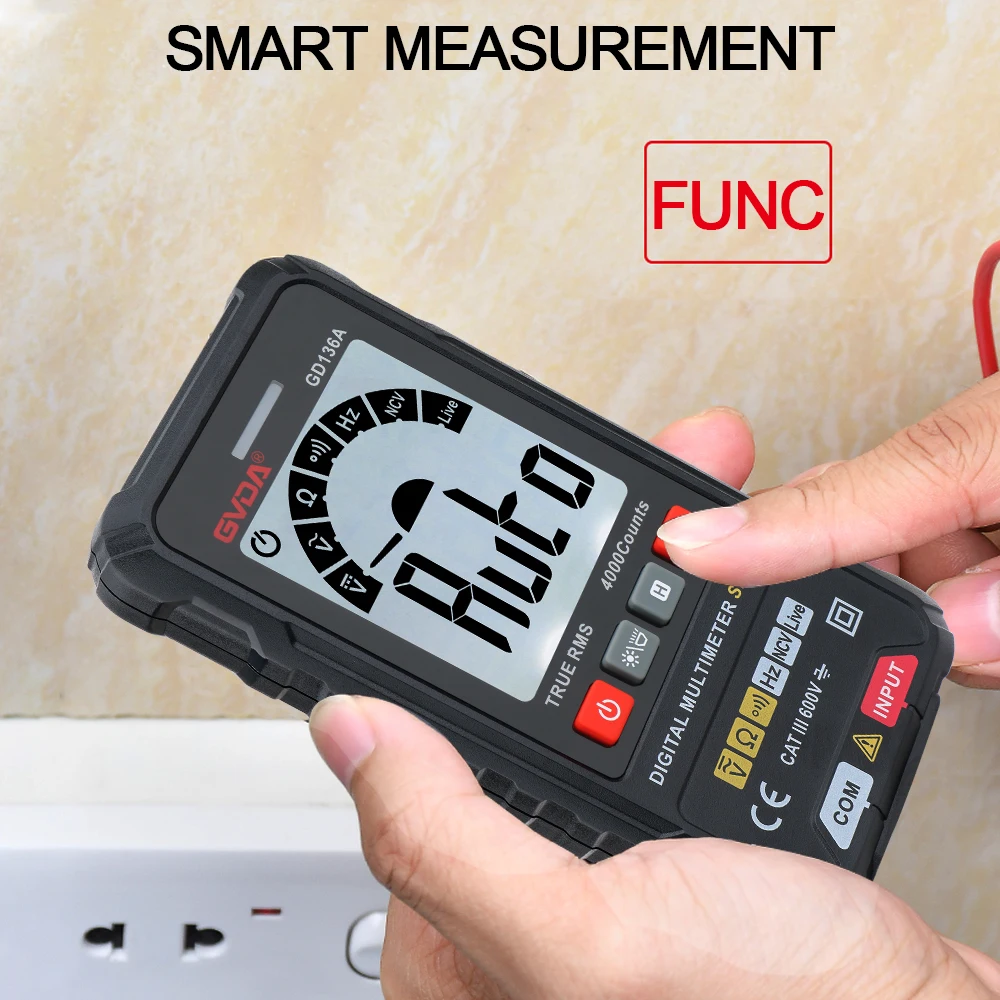 GVDA Digital Multimeter Current Detector True RMS NCV AC Voltmeter Auto Range DMM Multitester Smart Multi-meter Voltage Tester