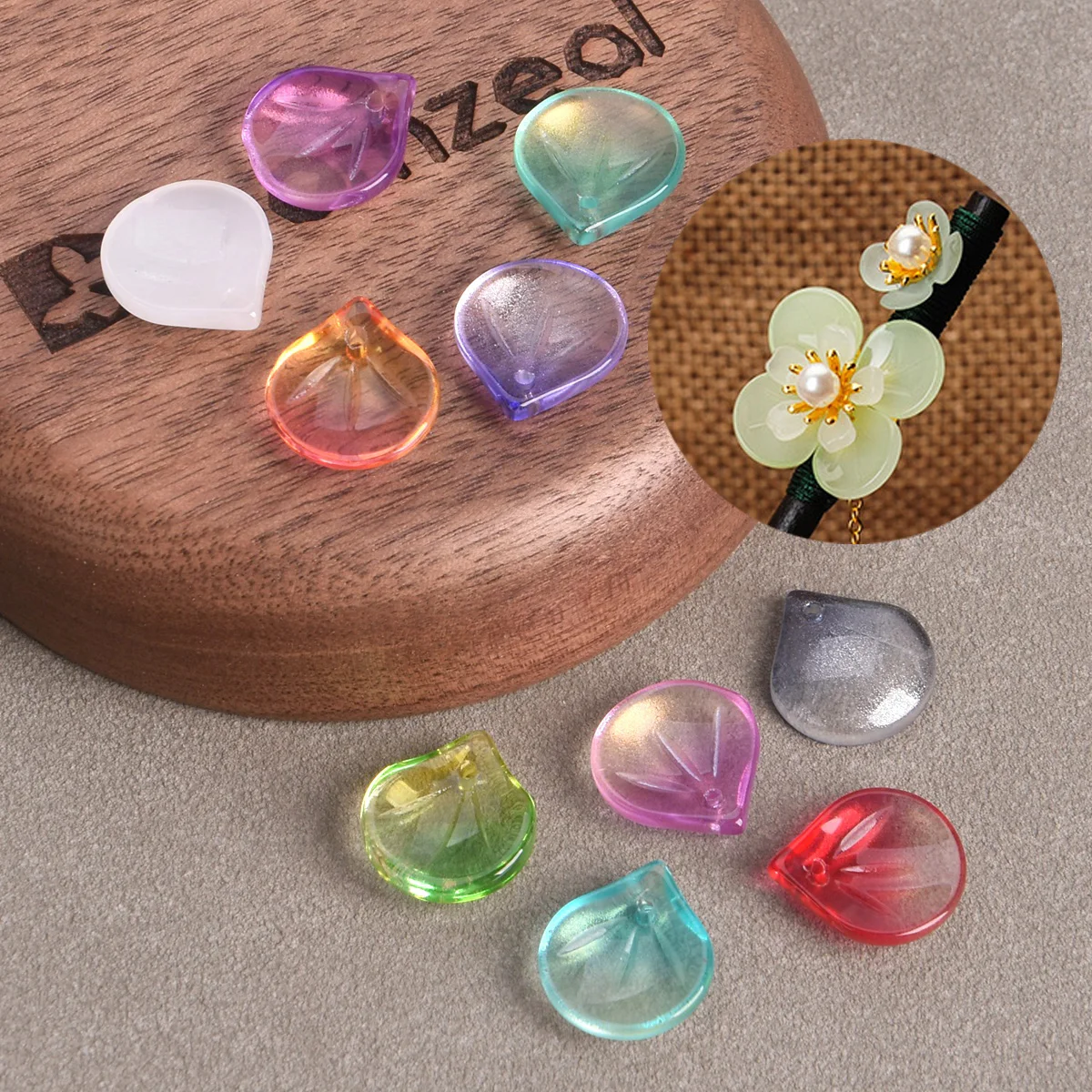 20PCS Petal Shape 13x15mm Colorful Lampwork Crystal Glass Loose Pendants Beads For DIY Jewelry Making Findings