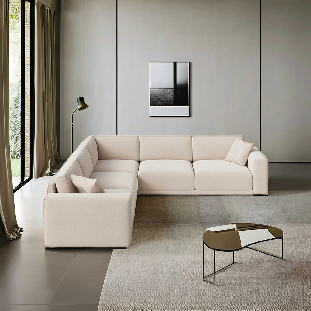 

！@FERLY Hot Sale Modern Mid Century L Shaped Sofas Design LIving Room Sofa Set Modular Sectional Sofa Set