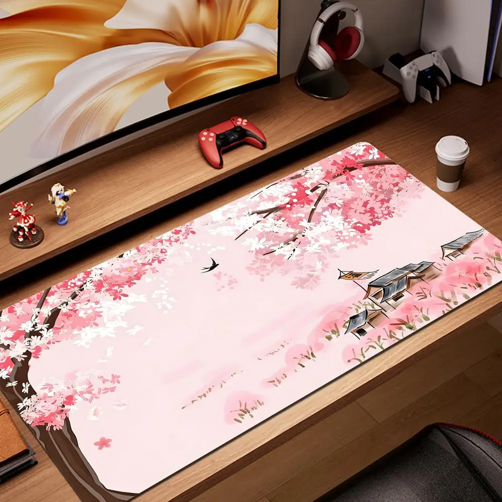 

Pink Sakura Xxxl Mouse Pad Desk Pad Computer Carpet HYBXAXC Kawaii Office Accessories Keyboard Pc Gaming Laptop Deskmat Rugs