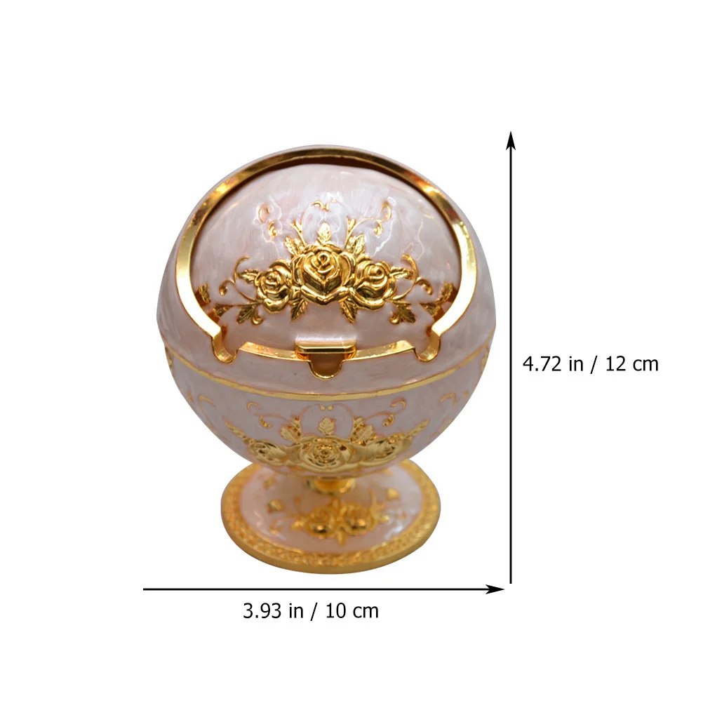 

1pc Flip-Cover Alloy Ashtray Retro Design Household Smoking Cigarette Ash Container Golden Decorative Gift For Father