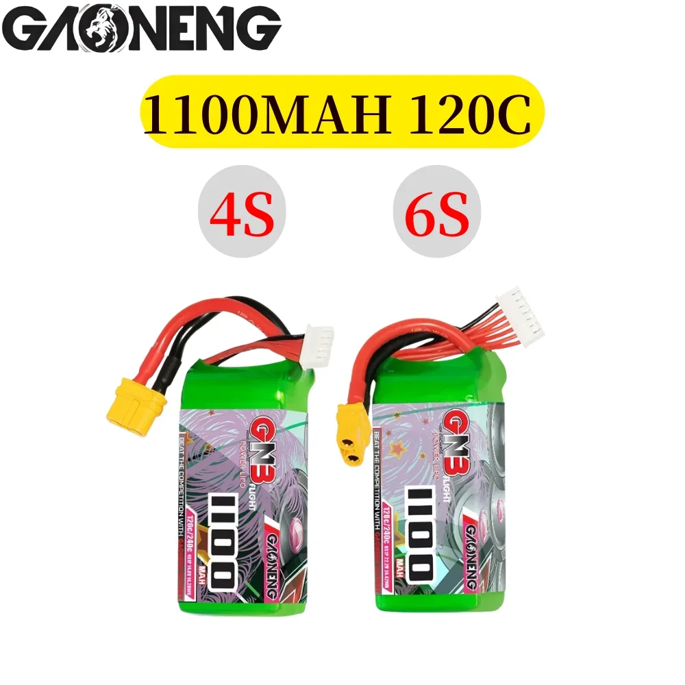 GAONENG GNB 1100mAh 120C 4S 14.8V 6S 22.2V akumulator do RC LiPo z wtyczką XT60 lekki nowy Model wysoki wskaźnik C dla dron zdalnie sterowany FPV