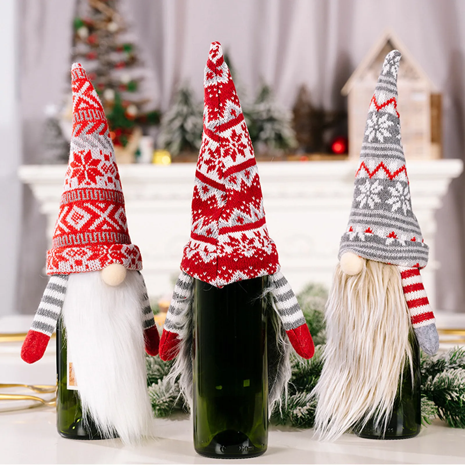 Party Decoration Faceless Doll Wine Bottle Holder Santa Claus Wine Bag