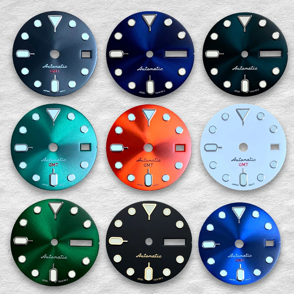 

28.5mm S5 Logo Skx007 Dial Fit Nh36/4R36 Movement Green Luminous Dual Calendar Dial Watch Modification
