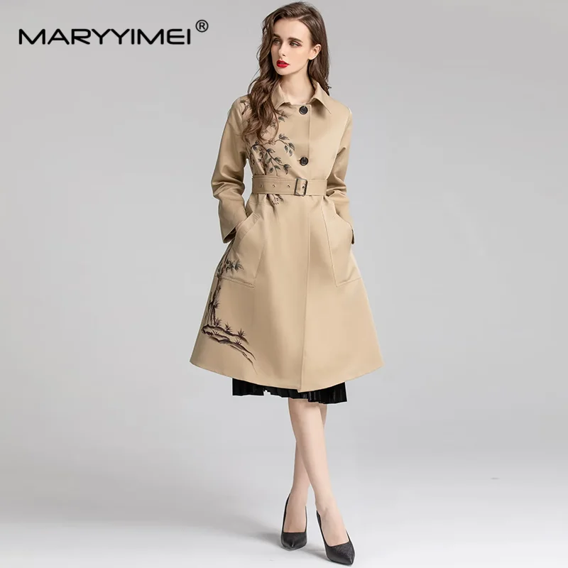 MARYYIMEI-Manteau à Manches sulfpour Femme, Pardessus de Couleur Unie, Bouton Unique, Poche Transportée, Col de Base, Piedmont, Automne et Hiver, 03