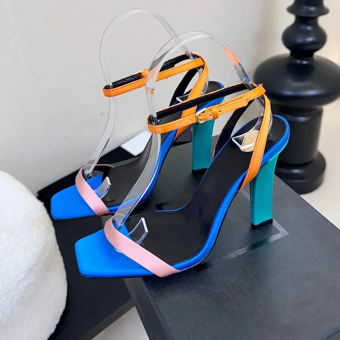 2026 Newest Summer Sexy Genuine Leather Open-Toe Strange Style Ankle-Strap Woman Sandals Banquet Stiletto Ladies Wedding Banquet